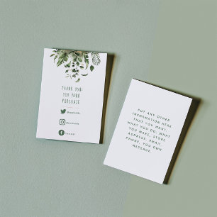 Social Links, green leaves thanks you insert Card