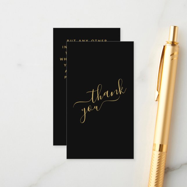 Social logos, black and gold order insert Card. (Front/Back In Situ)