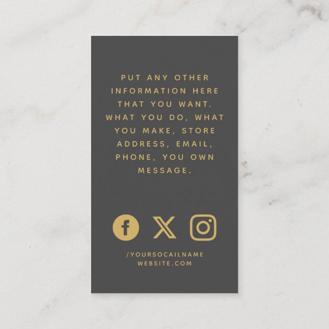 Social logos grey and gold customer order enclosure card (Back)