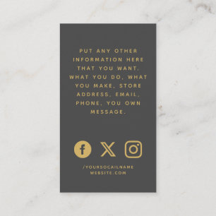 Social logos, grey and gold order insert Card.