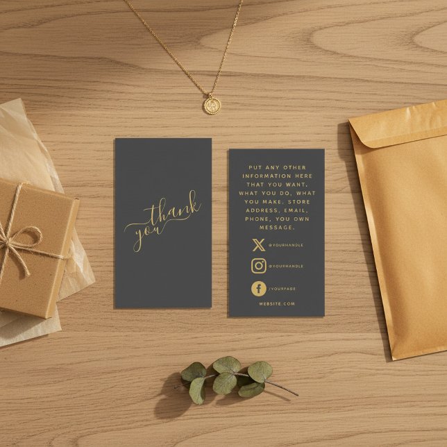 Social logos, grey and gold order insert Card. (Social logos, grey and gold order insert Card.)