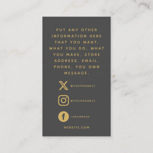 Social logos, grey and gold order insert Card.