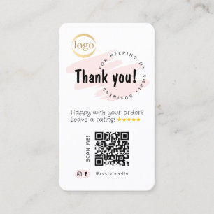 Social Media Add QR Code & Logo Thank You Business Card