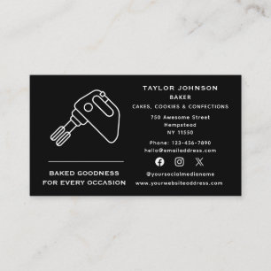 Social Media Baker Bakery Baked Goods Hand Mixer Business Card