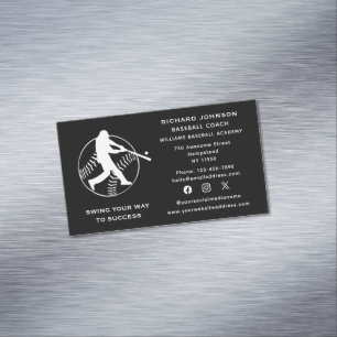 Social Media Baseball Coach Softball Instructor Magnetic Business Card