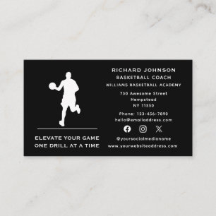 Social Media Basketball Coach Instructor Sports Business Card