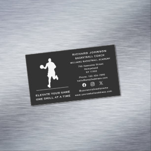 Social Media Basketball Coach Instructor Sports Magnetic Business Card
