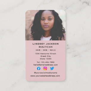 Social Media Beautician Cosmetologist Vertical Business Card