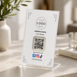 Social Media Business Card   Instagram Facebook QR Pedestal Sign