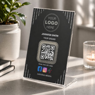 Social Media Business Card   Instagram Facebook QR Pedestal Sign