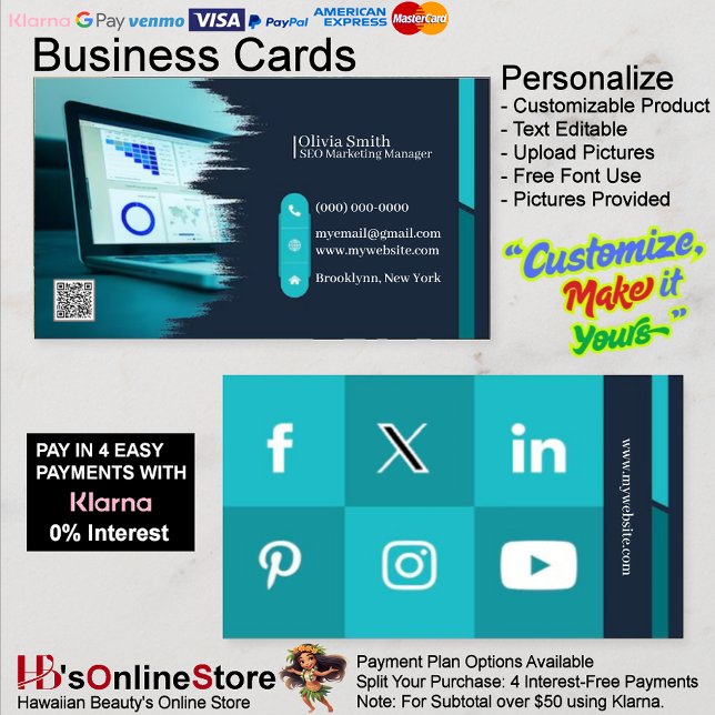 Social Media Business Cards 7 Pack of 100 (Social Media Business Cards 7 Pack of 100.)