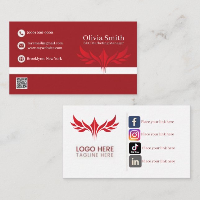 Social Media Business Cards 9 Pack of 100 (Front/Back)