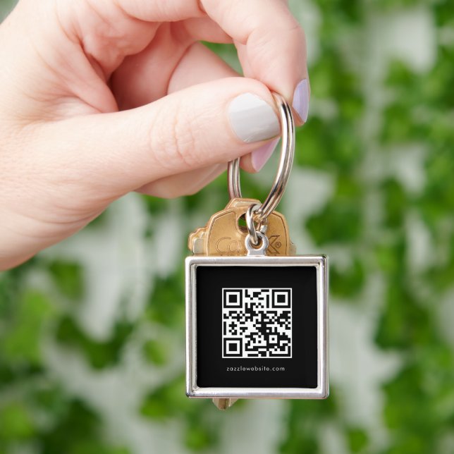 Social Media Business Logo QR Code   Key Ring (Hand)