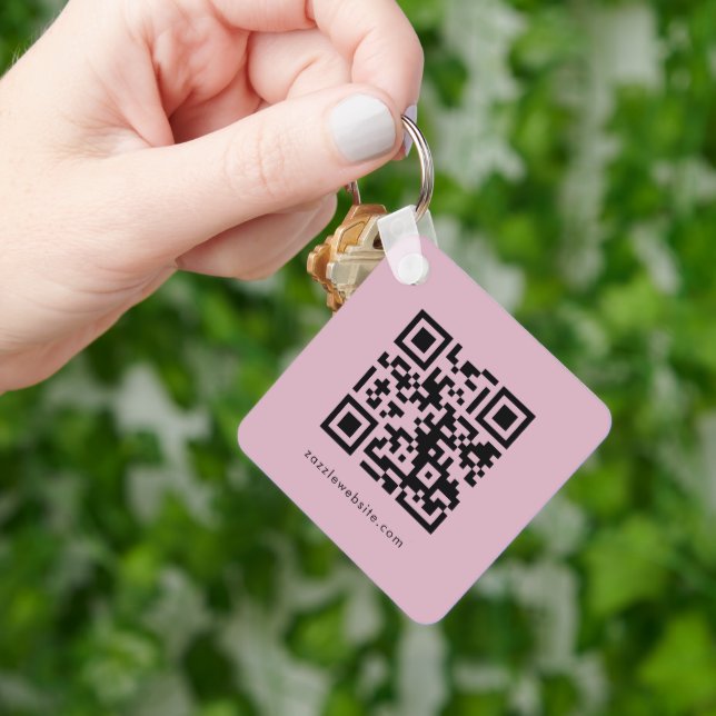 Social Media Business Logo QR Code Monogrammed Key Ring (Hand)