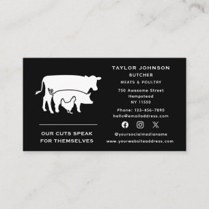 Social Media Butcher Meat Market Cow Pig Chicken Business Card