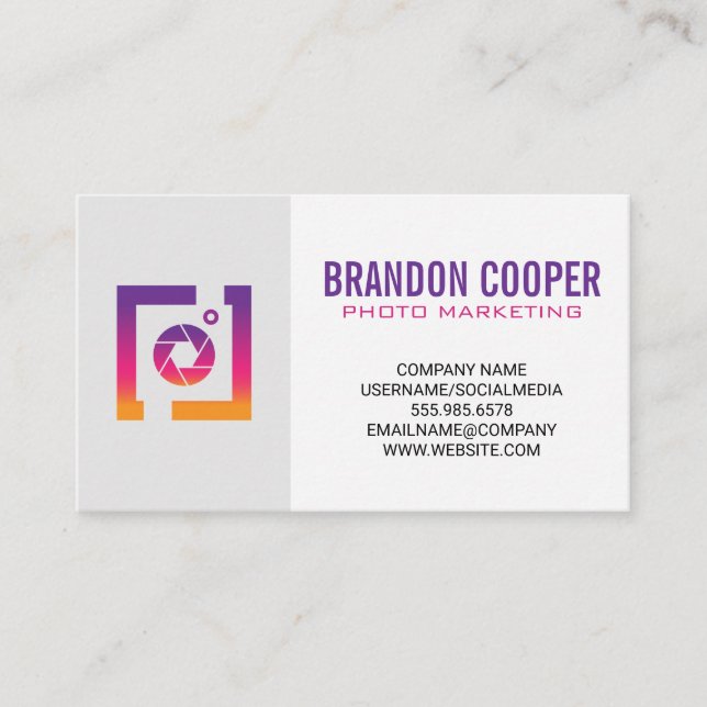 Social Media Camera Shutter Logo Business Card (Front)