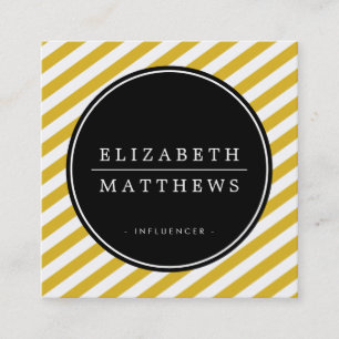 SOCIAL MEDIA circle border black mustard yellow Square Business Card