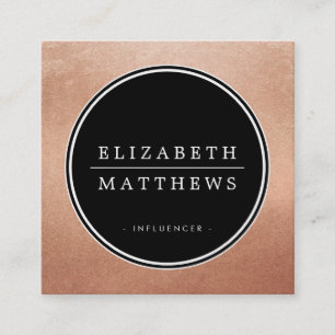 SOCIAL MEDIA circle border black stylish rose gold Square Business Card