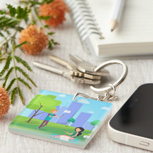 Social Media Communication in City Park Key Ring