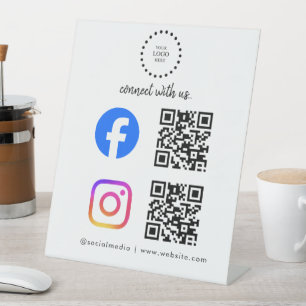 social media connect with us instagram facebook pedestal sign