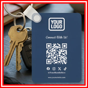 Social Media Connect With Us Instagram Navy QR Key Ring
