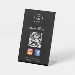 Social Media   Contact Us   QR Code Black Business Pedestal Sign