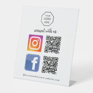 Social Media   Contact Us   QR Code Black Business Pedestal Sign