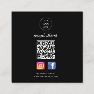 Social Media   Contact Us   QR Code Black Business Square Business Card
