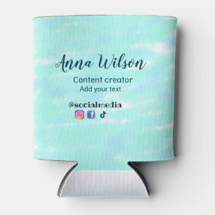 Social media content creator blue green add name t can cooler