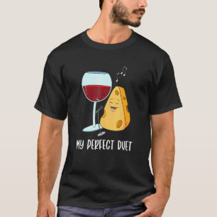 Social Media Duet Design For A Red Wine And Cheese T-Shirt