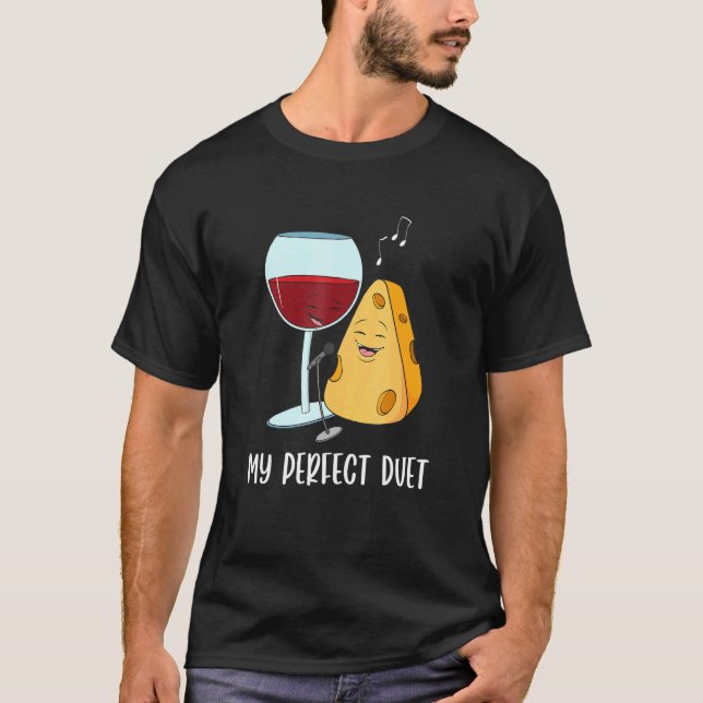 Social Media Duet Design For A Red Wine And Cheese T-Shirt (Front)