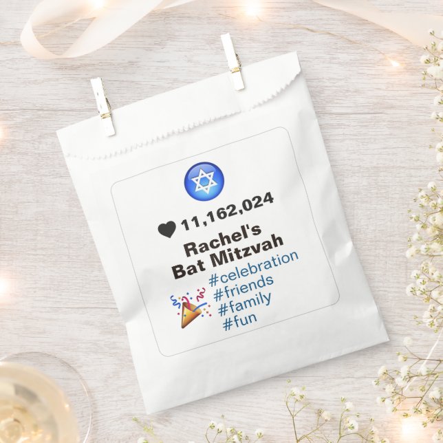 Social Media Emoji Bat Mitzvah or Bar Mitzvah Favour Bags (Clipped)