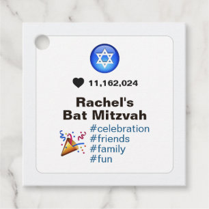 Social Media Emoji Bat Mitzvah or Bar Mitzvah Favour Tags