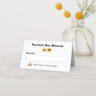 Social Media Emoji Bat Mitzvah or Bar Mitzvah Place Card