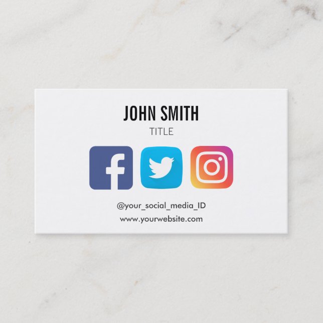 SOCIAL MEDIA FACEBOOK TWITTER INSTAGRAM PROFILE BUSINESS CARD (Front)
