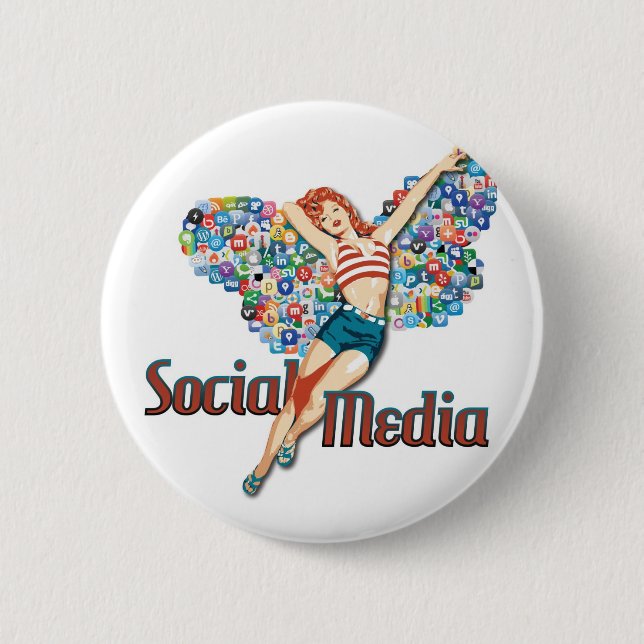 Social Media fairy pin-up 6 Cm Round Badge (Front)