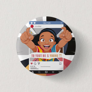 Social Media Frame Fun Kids Birthday Party 3 Cm Round Badge