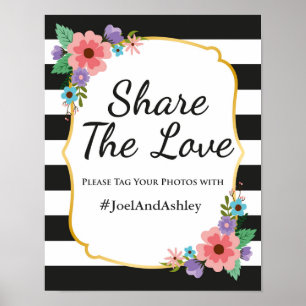 Social Media Hashtag Wedding Sign Poster