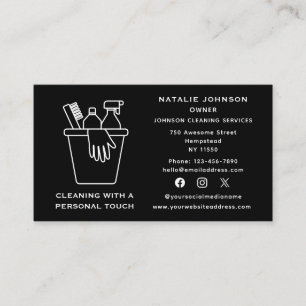 Social Media House Cleaning Services Janitorial Business Card
