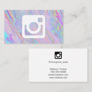 Social Media Icon   Holographic Iridescent Business Card