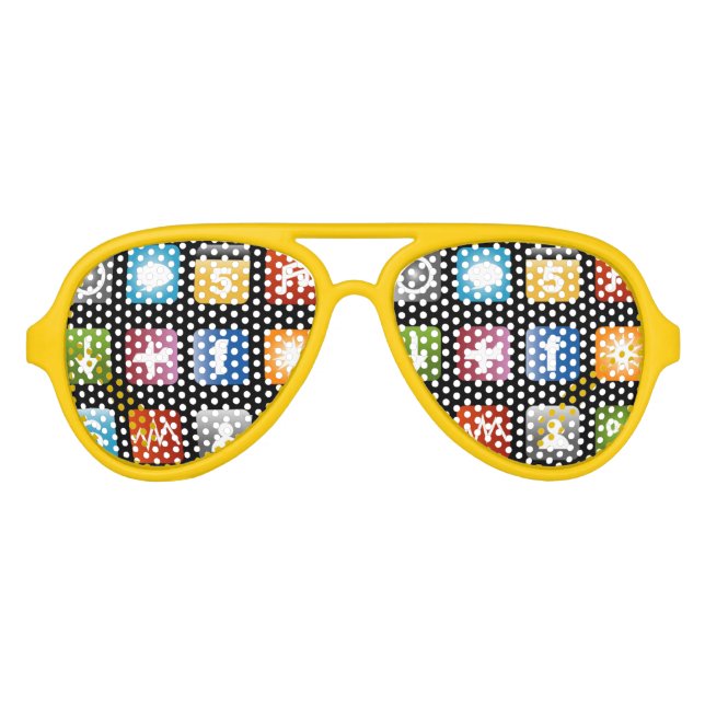 Social media icon party shades funny sunglasses (Front)