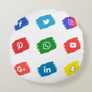 Social media icon  round cushion