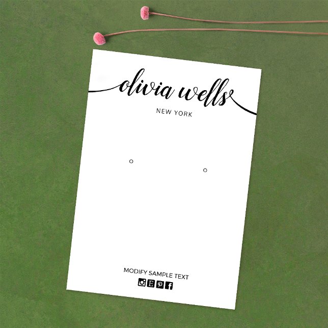 Social Media Icon Script Font Earring Display Card (Creator Uploaded)