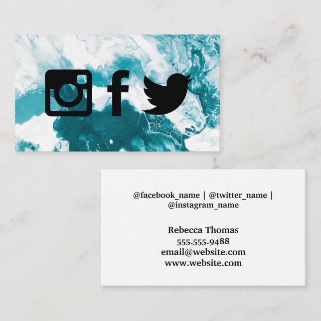 Social Media Icons | Artistic Background Business Card (Front/Back)