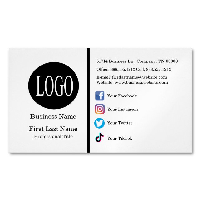 Social Media Icons Business Card Magnet Magnets (Front)