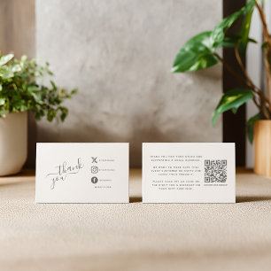 Social media icons QR code thank you discount Enclosure Card