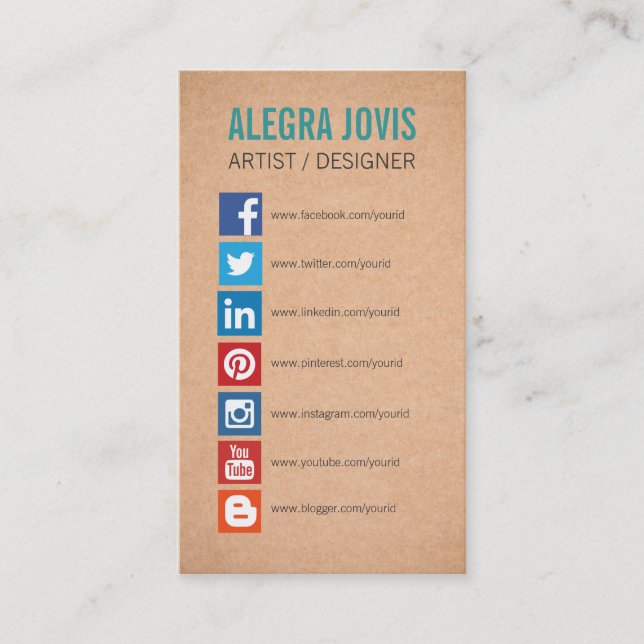 SOCIAL MEDIA ICONS SYMBOLS BUSINESS CARD (Front)