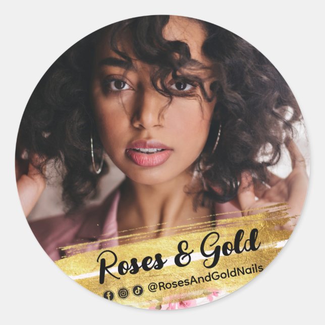 Social Media Influencer Beauty Brand Model Photo Classic Round Sticker (Front)