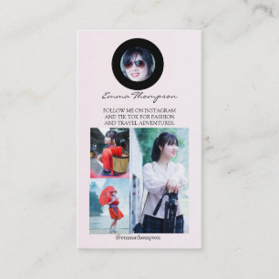 Social Media Influencer QR Code Photo Beige Business Card