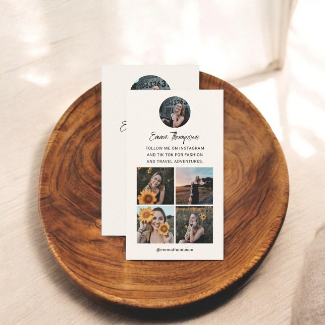 Social Media Influencer QR Code Photo Beige Business Card (Creator Uploaded)